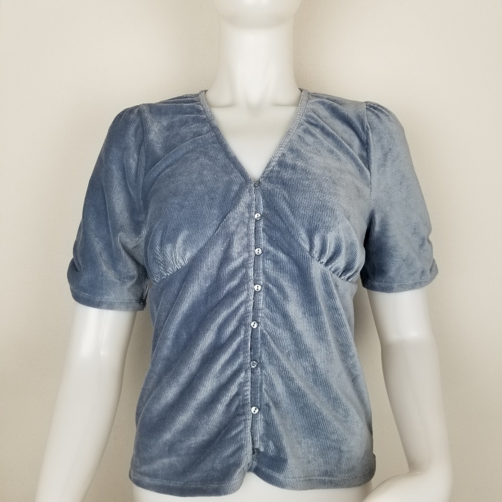 American Rag Grey Ribbed Velvet Tea Top NWT